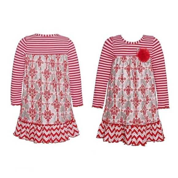 Bonnie Jean Red And White Stripes Christmas Dress - Picture 12 of 12